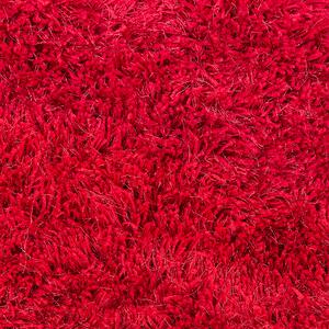 Puszysty dywan okrągły 140 cm czerwony poliestrowy chodnik shaggy Cide Beliani