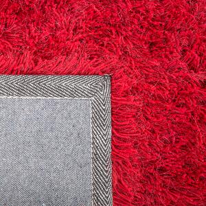 Puszysty dywan 160 x 230 cm czerwony poliestrowy chodnik shaggy Cide Beliani