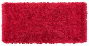 Puszysty dywan 80 x 150 cm czerwony poliestrowy chodnik shaggy Cide Beliani