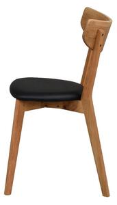 Brązowe dębowe krzesło do jadalni z czarnym siedziskiem Rowico Ami