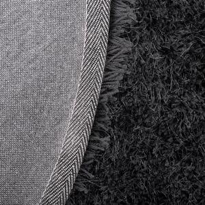 Puszysty dywan okrągły 140 cm czarny poliestrowy chodnik shaggy Cide Beliani