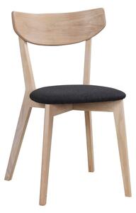 Brązowe dębowe krzesło do jadalni z grafitowym siedziskiem Rowico Amia
