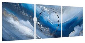 Obraz - Abstrakcja oceanu (z zegarem) (90x30 cm)