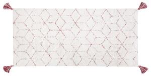 Dywan Shaggy 80 x 150 cm geometryczny wzór z frędzelkami biały Sakarya Beliani