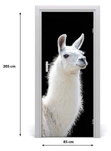 Fototapeta samoprzylepna na drzwi Biała lama