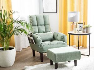 Fotel telewizyjny zielony tapicerowany rozkładany z podnóżkiem Oland Beliani