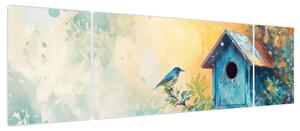 Obraz - Domek dla ptaków, akwarela (170x50 cm)