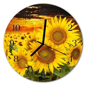 Zegar szklany okrągły Słonecznik