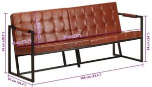 Sofa 3-osobowa, brÄ zowa, naturalna skÃ³ra kozia