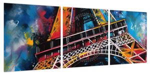 Obraz - Obraz wieży Eiffla II. (z zegarem) (90x30 cm)