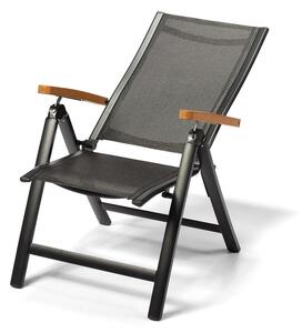 Aluminiowe rozkładane krzesło z podłokietnikami w dekorze drewna Debut Comfort