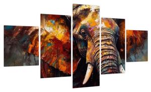 Obraz - Malowanie słonia (125x70 cm)