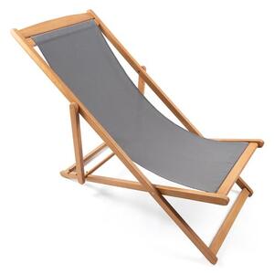 Szary składany leżak ogrodowy z drewna akacji Bonami Essentials Deck