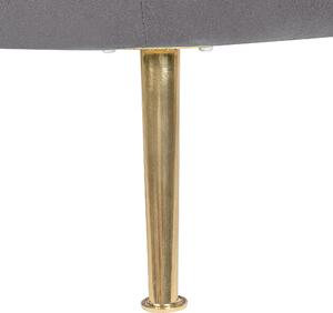 Krzesło szare welurowe fotel koktajlowy okrągłe oparcie złote metalowe nogi Langa Beliani