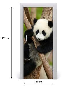 Naklejka samoprzylepna na drzwi Panda na drzewie