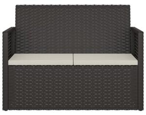 Ławka ogrodowa z poduszkami, czarna, 105 cm, polirattan