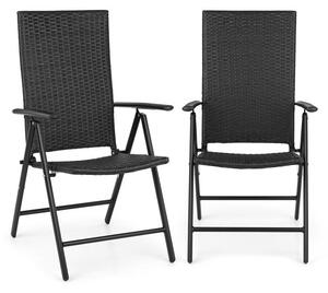 Blumfeldt Estoril, Krzesło ogrodowe, polirattan, aluminium, 7-stopniowa regulacja, składane, kolor czarny