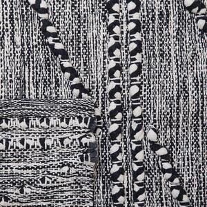 Dywan bawełniany 140 x 200 cm wzór geometryczny czarno-biały Termal Beliani