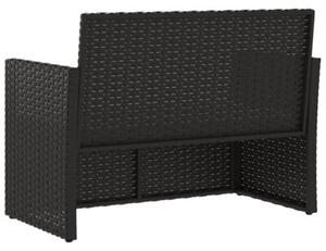 Ławka ogrodowa z poduszkami, czarna, 105 cm, polirattan