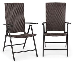 Blumfeldt Estoril, Krzesło ogrodowe, polirattan, aluminium, 7-stopniowa regulacja, składane, kolor brązowy