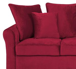 Sofa 3-osobowa welurowa kanapa oparcie z poduch czerwona Bornholm Beliani