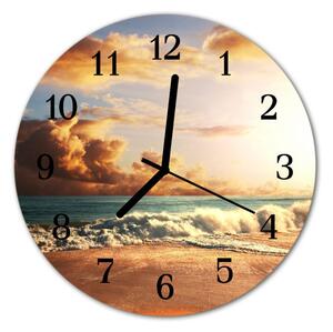 Zegar szklany okrągły Piaszczyste wybrzeże