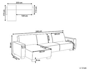 Narożnik prawostronny rozkładany sofa 3-osobowa jasnoszara Romedal Beliani