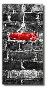 Zegar Szklany Pionowy Mur czerwona cegła kolorowy