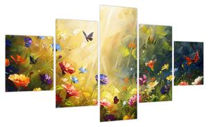 Obraz - Wiosenna łąka kwiatowa, malarstwo (125x70 cm)