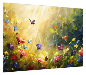 Obraz - Wiosenna łąka kwiatowa, malarstwo (70x50 cm)