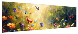 Obraz - Wiosenna łąka kwiatowa, malarstwo (170x50 cm)