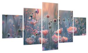 Obraz - Kwiaty w pastelowych kolorach (125x70 cm)