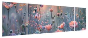 Obraz - Kwiaty w pastelowych kolorach (170x50 cm)