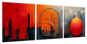 Obraz - Abstrakcyjny obraz miasta (z zegarem) (90x30 cm)
