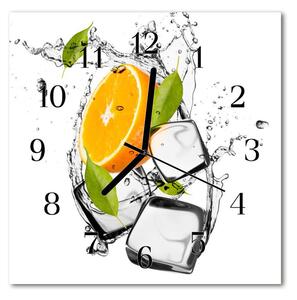 Zegar szklany kwadratowy Lody pomarańczowe
