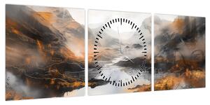 Obraz - Malowanie górskich krajobrazów (z zegarem) (90x30 cm)