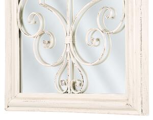 Lustro wiszące białe w kształcie okna dekoracyjne vintage z ramą metalowe Campel Beliani