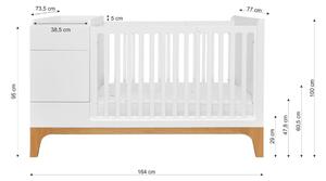 Białe wielofunkcyjne łóżeczko dziecięce BELLAMY UP, 70x120 cm