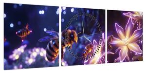 Obraz - Bee Meadow III. (z zegarem) (90x30 cm)