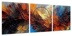 Obraz - Tekstura koloru (z zegarem) (90x30 cm)