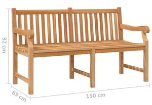 Ławka ogrodowa, 150 cm, lite drewno tekowe