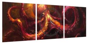 Obraz - Ośmiornica, obraz olejny (z zegarem) (90x30 cm)