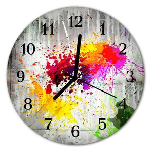 Zegar szklany okrągły Kolorowe plamy