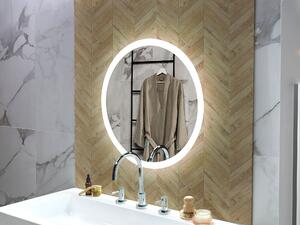 Nowoczesne lustro łazienkowe ścienne wiszące okrągły 58 cm LED srebrne Yser Beliani