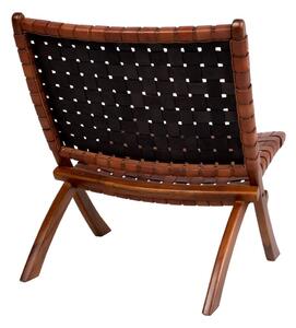 Krzesło składane z drewna tekowego i skóry House Nordic Montana