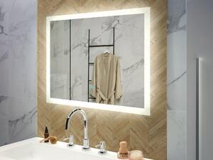 Lustro do łazienki wiszące ścienne z LED 60 x 80 cm srebrne Adour Beliani