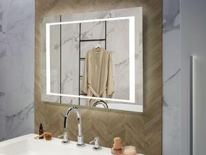 Nowoczesne lustro łazienkowe ścienne wiszące prostokątne 60x80cm LED srebrne Eyre Beliani