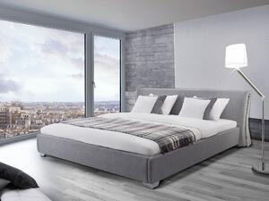 Podwójna rama łóżka szara zakrzywiony zagłówek do sypialni 140 x 200 cm glam Paris Beliani