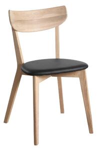 Brązowe dębowe krzesło do jadalni z czarnym siedziskiem Rowico Amia