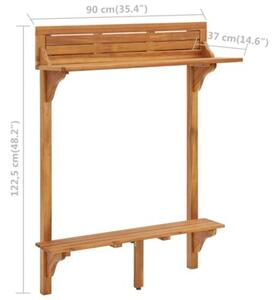 Barowy stolik balkonowy, 90x37x122,5 cm, lite drewno akacjowe
